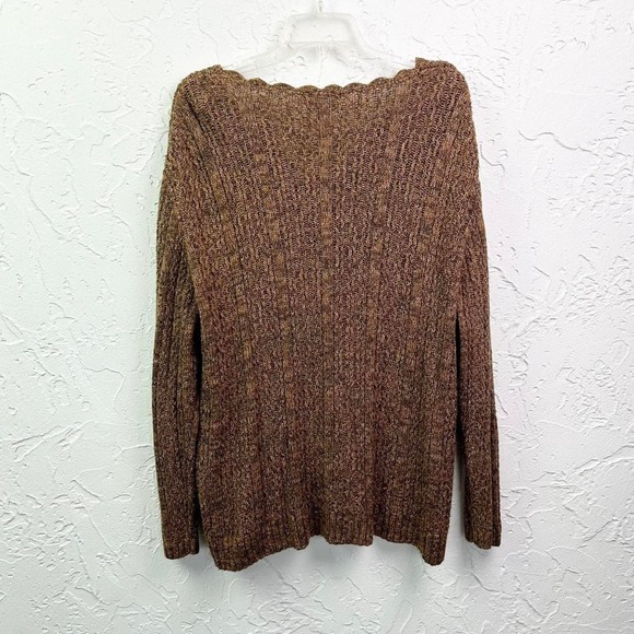 Vintage Brown Split Neck Silk Blend Sweater Size 22/24 - Picture 5 of 7